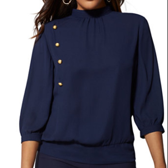 NWT- NY&CO MOCK-NECK BLOUSE - Picture 2 of 10